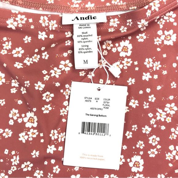 ANDIE Swim Sarong Sz M Floral Rose Cottagecore Preppy Boho Chick Romantic NWT - Picture 10 of 12